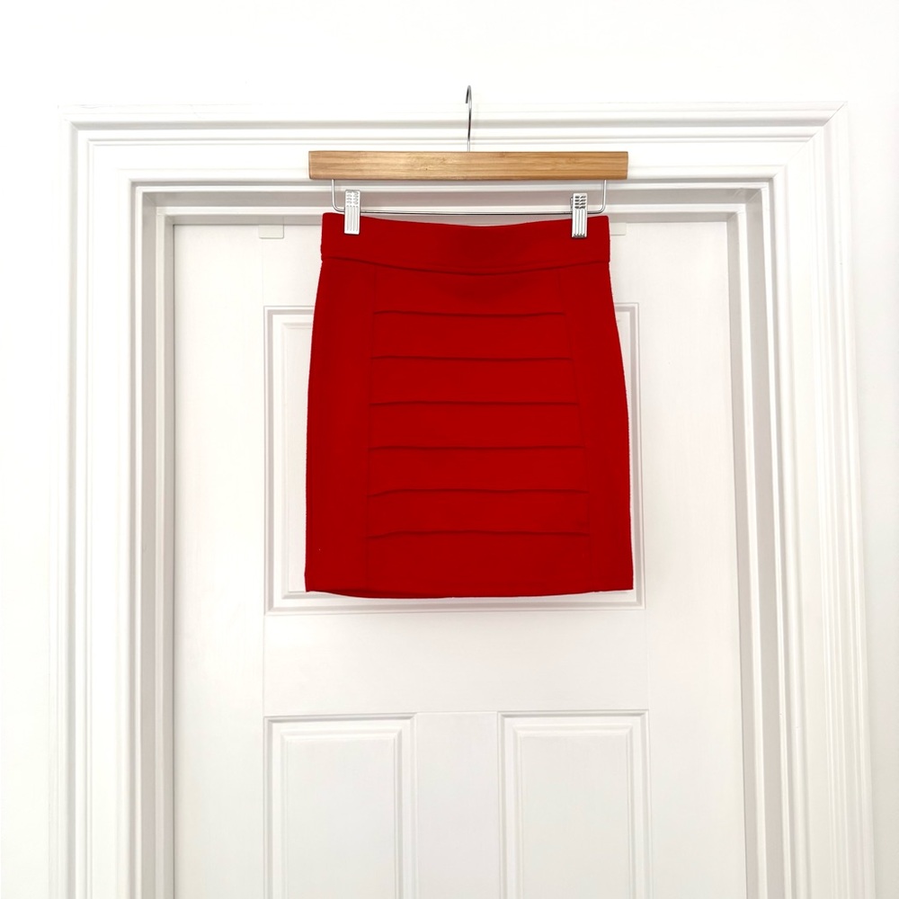 Forever 21 Red Ribbed Mini Bodycon Skirt